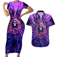 Sunflower Skull Couples Matching Short Sleeve Bodycon Dress and Hawaiian Shirt The Good Girl In Me Got Tired Of The Bullshit - Wonder Print Shop