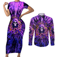 Sunflower Skull Couples Matching Short Sleeve Bodycon Dress and Long Sleeve Button Shirt The Good Girl In Me Got Tired Of The Bullshit - Wonder Print Shop