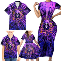 Sunflower Skull Family Matching Short Sleeve Bodycon Dress and Hawaiian Shirt The Good Girl In Me Got Tired Of The Bullshit - Wonder Print Shop