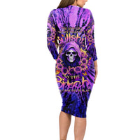 Sunflower Skull Long Sleeve Bodycon Dress The Good Girl In Me Got Tired Of The Bullshit - Wonder Print Shop