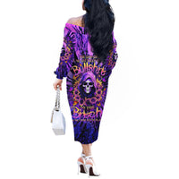 Sunflower Skull Off The Shoulder Long Sleeve Dress The Good Girl In Me Got Tired Of The Bullshit - Wonder Print Shop