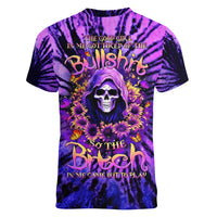 Sunflower Skull Women V Neck T Shirt The Good Girl In Me Got Tired Of The Bullshit - Wonder Print Shop