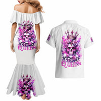 Rose Skull Couples Matching Mermaid Dress and Hawaiian Shirt Queen Skull - Wonder Print Shop