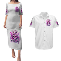 Rose Skull Couples Matching Puletasi and Hawaiian Shirt Queen Skull - Wonder Print Shop