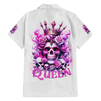 Rose Skull Family Matching Off Shoulder Long Sleeve Dress and Hawaiian Shirt Queen Skull - Wonder Print Shop