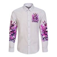 Rose Skull Long Sleeve Button Shirt Queen Skull - Wonder Print Shop