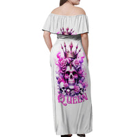 Rose Skull Off Shoulder Maxi Dress Queen Skull - Wonder Print Shop