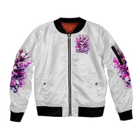 Rose Skull Sleeve Zip Bomber Jacket Queen Skull - Wonder Print Shop