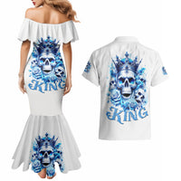 Rose Skull Couples Matching Mermaid Dress and Hawaiian Shirt King Skull - Wonder Print Shop