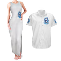 Rose Skull Couples Matching Tank Maxi Dress and Hawaiian Shirt King Skull - Wonder Print Shop