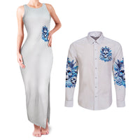 Rose Skull Couples Matching Tank Maxi Dress and Long Sleeve Button Shirt King Skull - Wonder Print Shop