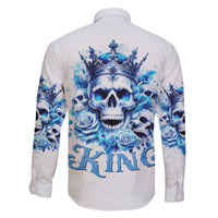 Rose Skull Family Matching Off Shoulder Long Sleeve Dress and Hawaiian Shirt King Skull - Wonder Print Shop