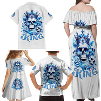 Rose Skull Family Matching Off Shoulder Maxi Dress and Hawaiian Shirt King Skull - Wonder Print Shop