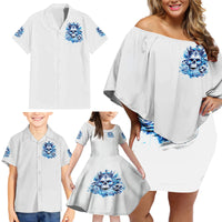 Rose Skull Family Matching Off Shoulder Short Dress and Hawaiian Shirt King Skull - Wonder Print Shop