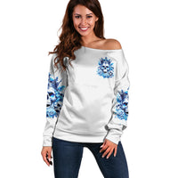 Rose Skull Off Shoulder Sweater King Skull - Wonder Print Shop