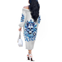 Rose Skull Off The Shoulder Long Sleeve Dress King Skull - Wonder Print Shop