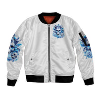 Rose Skull Sleeve Zip Bomber Jacket King Skull - Wonder Print Shop