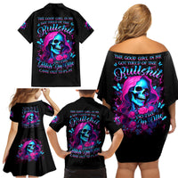 Witch Skull Family Matching Off Shoulder Short Dress and Hawaiian Shirt The Good Girl In Me Got Tired Of The Bullshit - Wonder Print Shop