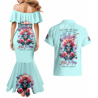 Rose Skull Couples Matching Mermaid Dress and Hawaiian Shirt The Good Girl In Me Got Tired Of The Bullshit - Wonder Print Shop