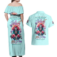 Rose Skull Couples Matching Off Shoulder Maxi Dress and Hawaiian Shirt The Good Girl In Me Got Tired Of The Bullshit - Wonder Print Shop