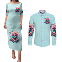Rose Skull Couples Matching Puletasi and Long Sleeve Button Shirt The Good Girl In Me Got Tired Of The Bullshit - Wonder Print Shop