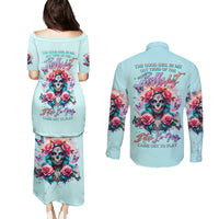 Rose Skull Couples Matching Puletasi and Long Sleeve Button Shirt The Good Girl In Me Got Tired Of The Bullshit - Wonder Print Shop