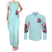 Rose Skull Couples Matching Tank Maxi Dress and Long Sleeve Button Shirt The Good Girl In Me Got Tired Of The Bullshit - Wonder Print Shop