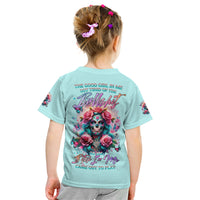 Rose Skull Kid T Shirt The Good Girl In Me Got Tired Of The Bullshit - Wonder Print Shop