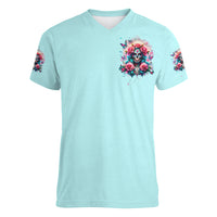 Rose Skull Women V Neck T Shirt The Good Girl In Me Got Tired Of The Bullshit - Wonder Print Shop