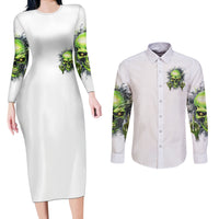 Thunder Skull Couples Matching Long Sleeve Bodycon Dress and Long Sleeve Button Shirt The Demon Hide Under Your Bed Mine Hide Inside My Head - Wonder Print Shop