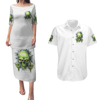 Thunder Skull Couples Matching Puletasi and Hawaiian Shirt The Demon Hide Under Your Bed Mine Hide Inside My Head - Wonder Print Shop