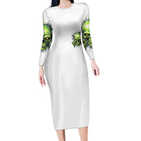 Thunder Skull Family Matching Long Sleeve Bodycon Dress and Hawaiian Shirt The Demon Hide Under Your Bed Mine Hide Inside My Head - Wonder Print Shop