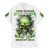 Thunder Skull Family Matching Mermaid Dress and Hawaiian Shirt The Demon Hide Under Your Bed Mine Hide Inside My Head - Wonder Print Shop
