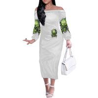 Thunder Skull Family Matching Off Shoulder Long Sleeve Dress and Hawaiian Shirt The Demon Hide Under Your Bed Mine Hide Inside My Head - Wonder Print Shop