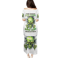 Thunder Skull Family Matching Puletasi and Hawaiian Shirt The Demon Hide Under Your Bed Mine Hide Inside My Head - Wonder Print Shop