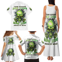 Thunder Skull Family Matching Tank Maxi Dress and Hawaiian Shirt The Demon Hide Under Your Bed Mine Hide Inside My Head - Wonder Print Shop