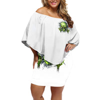 Thunder Skull Off Shoulder Short Dress The Demon Hide Under Your Bed Mine Hide Inside My Head - Wonder Print Shop