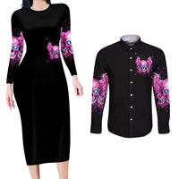 Angel Skull Couples Matching Long Sleeve Bodycon Dress and Long Sleeve Button Shirt The Good Girl In Me Got Tired Of The Bullshit - Wonder Print Shop