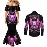 Angel Skull Couples Matching Mermaid Dress and Long Sleeve Button Shirt The Good Girl In Me Got Tired Of The Bullshit