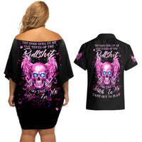 Angel Skull Couples Matching Off Shoulder Short Dress and Hawaiian Shirt The Good Girl In Me Got Tired Of The Bullshit - Wonder Print Shop