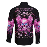 Angel Skull Family Matching Short Sleeve Bodycon Dress and Hawaiian Shirt The Good Girl In Me Got Tired Of The Bullshit - Wonder Print Shop