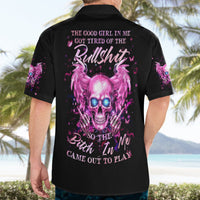 Angel Skull Hawaiian Shirt The Good Girl In Me Got Tired Of The Bullshit - Wonder Print Shop