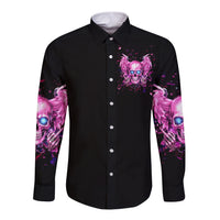 Angel Skull Long Sleeve Button Shirt The Good Girl In Me Got Tired Of The Bullshit - Wonder Print Shop