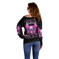 Angel Skull Off Shoulder Sweater The Good Girl In Me Got Tired Of The Bullshit - Wonder Print Shop