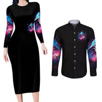Witch Skull Couples Matching Long Sleeve Bodycon Dress and Long Sleeve Button Shirt Assuming Was Like Most Girls Was Your First Mistake - Wonder Print Shop