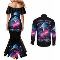 Witch Skull Couples Matching Mermaid Dress and Long Sleeve Button Shirt Assuming Was Like Most Girls Was Your First Mistake