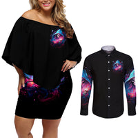 Witch Skull Couples Matching Off Shoulder Short Dress and Long Sleeve Button Shirt Assuming Was Like Most Girls Was Your First Mistake - Wonder Print Shop