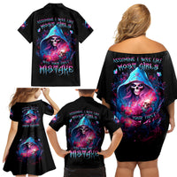 Witch Skull Family Matching Off Shoulder Short Dress and Hawaiian Shirt Assuming Was Like Most Girls Was Your First Mistake - Wonder Print Shop