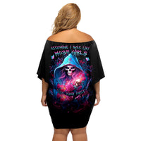 Witch Skull Family Matching Off Shoulder Short Dress and Hawaiian Shirt Assuming Was Like Most Girls Was Your First Mistake - Wonder Print Shop
