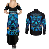 Witch Skull Couples Matching Summer Maxi Dress and Long Sleeve Button Shirt Stranger Think I'm Quiet My Best Friends Know I'm Crazy - Wonder Print Shop